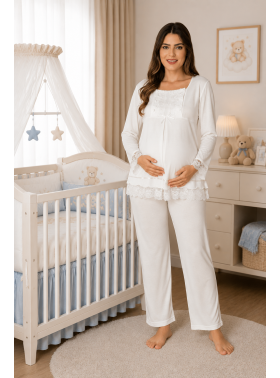 Effortt 3045E Ekru Lohusa Pijama Takımı